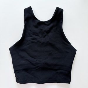 Kyodan Black Ribbed Tight Fit Sports Bra Cropped Tank Top XS